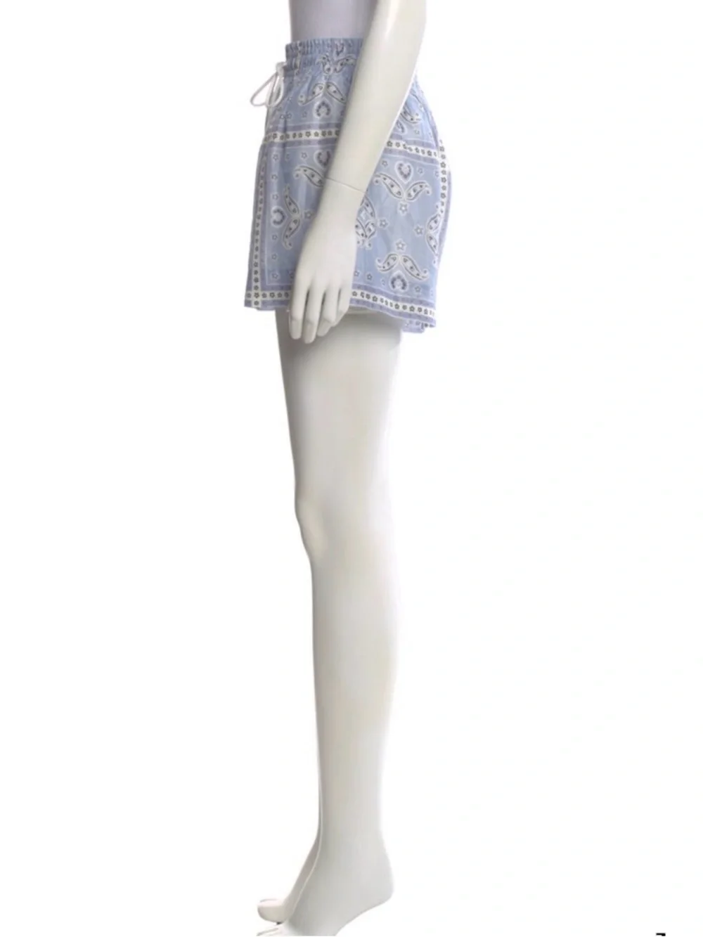 Sandro Light Blue Bandana Print High-Waisted Shorts - Picture 5 of 5